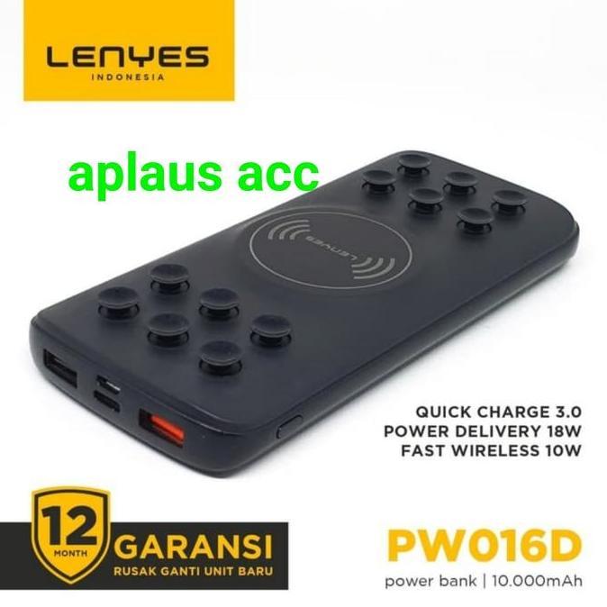 Powerbank Lenyes PW016D 10.000 mah Wireles Fast Charging QC 3.0+PD