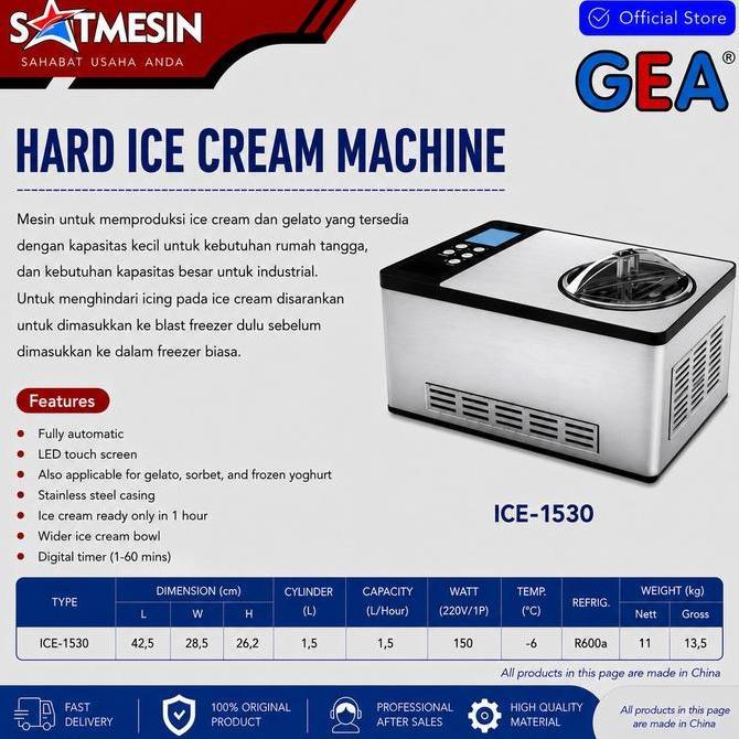 Satmesin Jual Murah Ice Cream Maker GEA ICE-1530 / Mesin Pembuat Es Krim