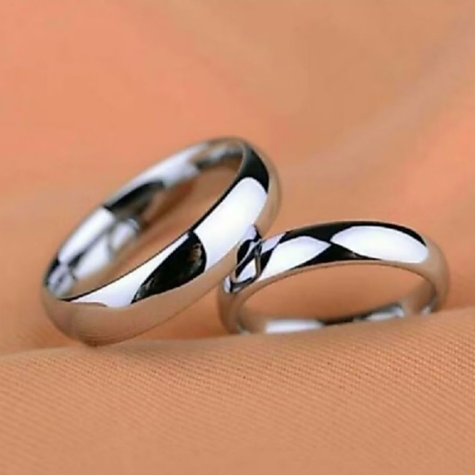Cincin polos Perak bola baris 4 Wanita Silver Asli 925 Lapis Emas Putih Bonus Cincin silver mini
