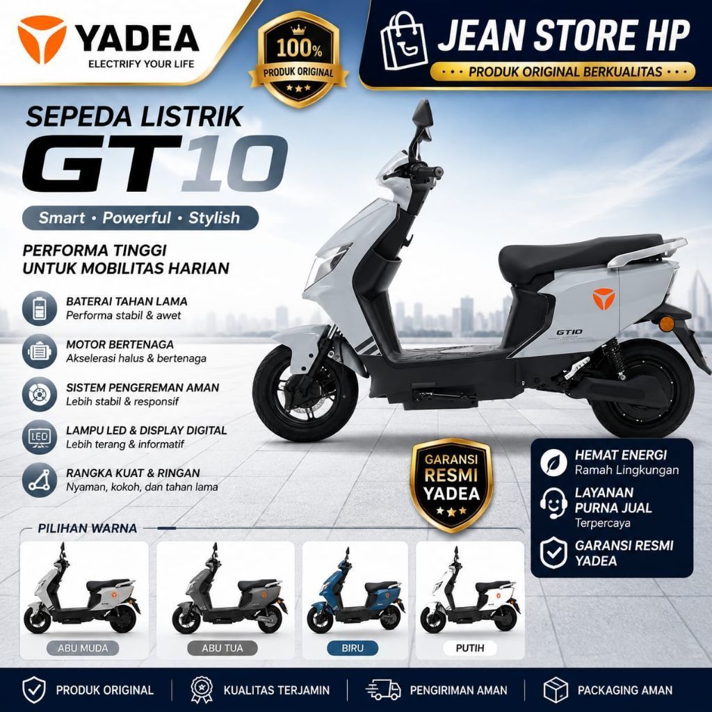 SEPEDA LISTRIK YADEA GT10 / YADEA GT10 DAILY DENGAN LAMPU LED DISPLAY DIGITAL