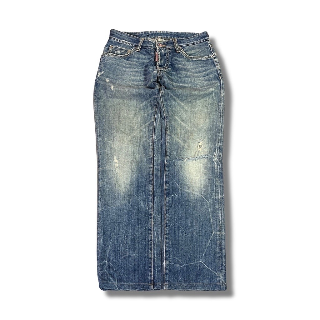 Archive DSQUARED2 Distressed Button Fly Straight Jeans | Celana Skena Second Brand OG