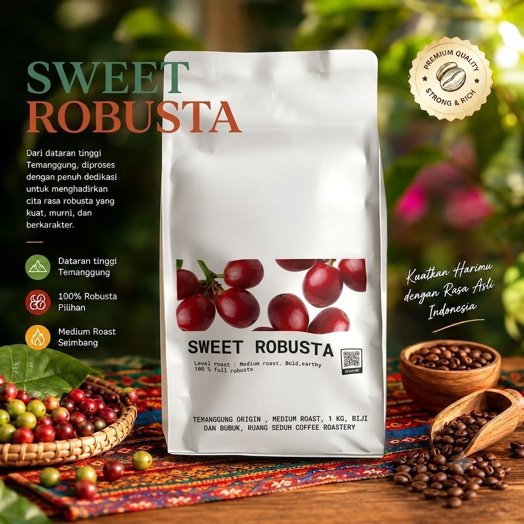Kopi robusta temanggung 900 gr bubuk kopi biji kopi robusta temanggung