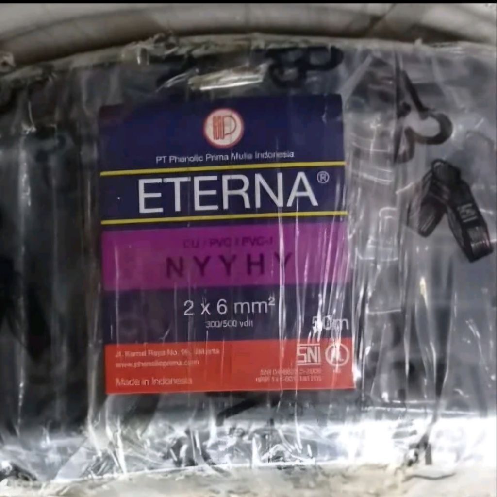 Kabel Listrik NYYHY 2x6 2 x 6 2x6mm Eterna 50M 50 Meter