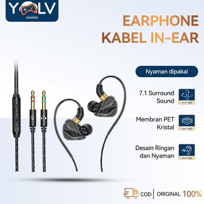 Promo YLV Headset Gaming Kabel USB Music In Ear Bass Handsfree for Ponsel Komputer PS4 Diskon