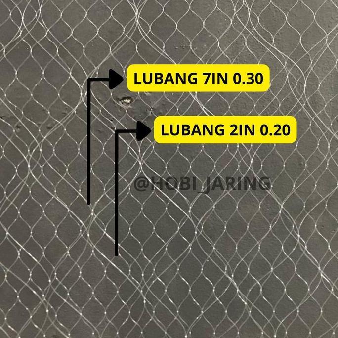 JARING IKAN 3 LAPIS SIAP PAKAI TINGGI 2 M PANJANG 45 M SENAR 7IN 0.30 & 2IN 0.20 PEMBERAT TIMAH JARI