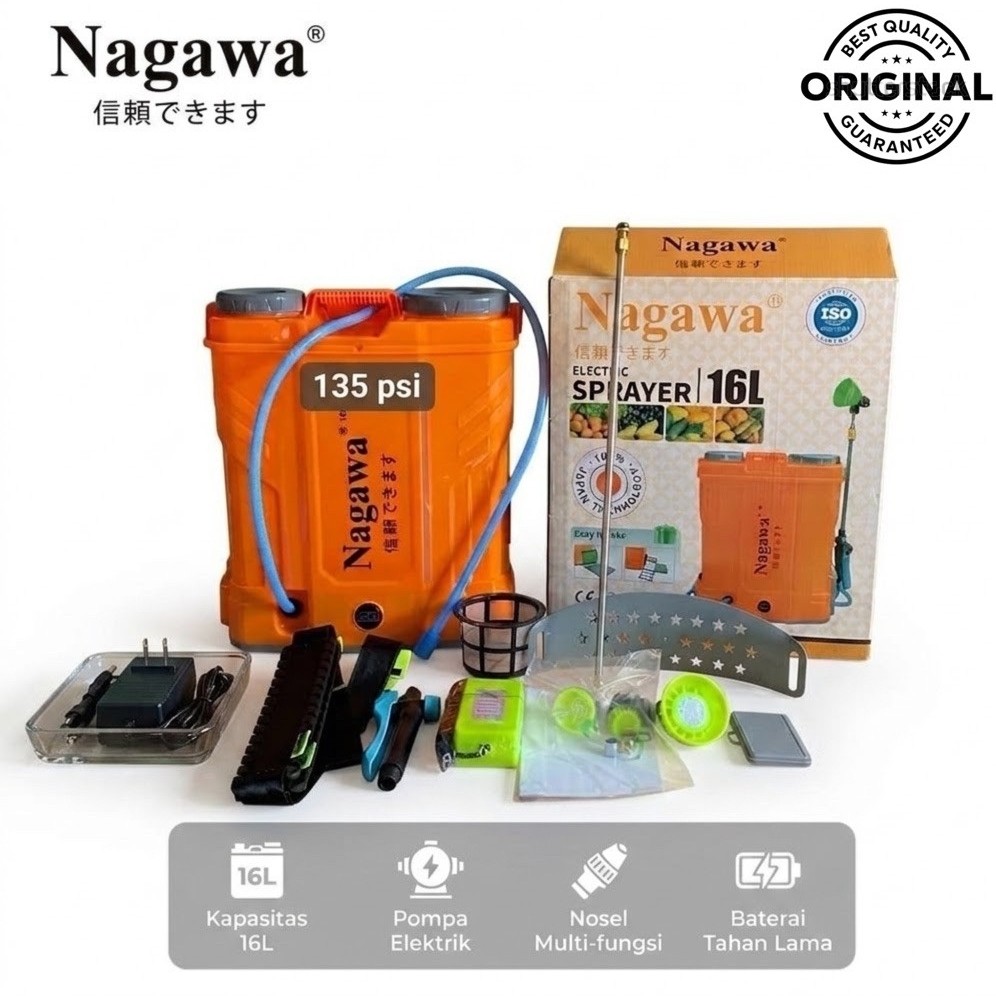 NAGAWA Sprayer Elektrik Batre Lithium Dinamo 135 Psi Tanki Semprot Pertanian