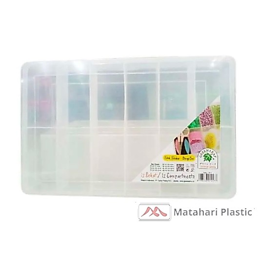 Kotak Perkakas 12 Sekat / Reiko Storage Box 12 Compartments Green Leaf 1417
