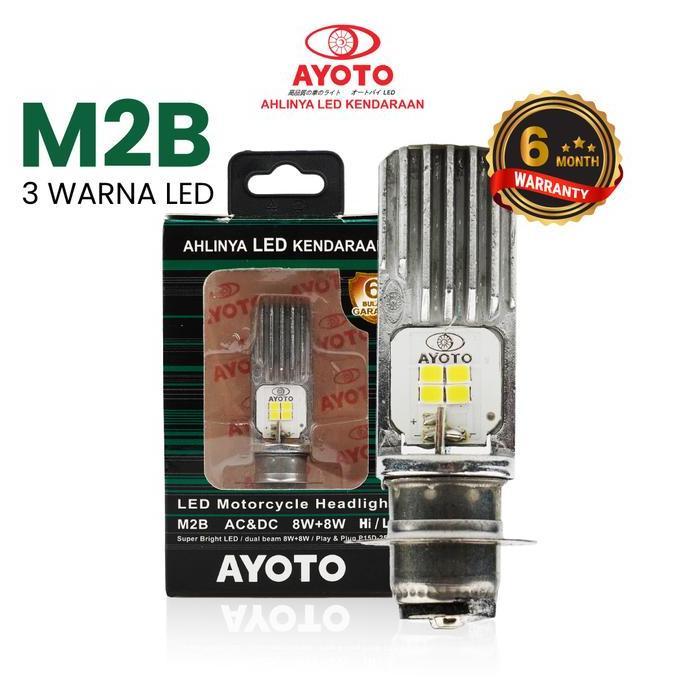 Promo LAMPU LED MOTOR AYOTO M2B H6 HI LO 1500LM 4 CHIP CAHAYA TERANG FOKUS KUNING PUTIH MOTOR BEBEK 