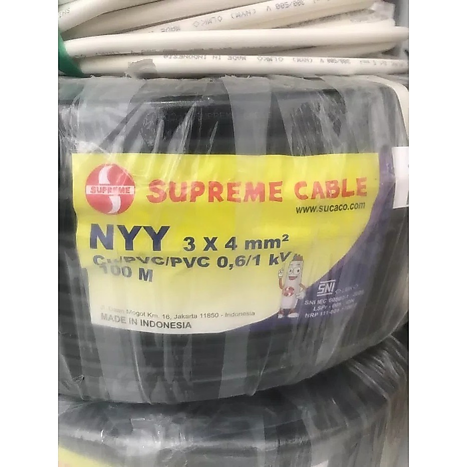 Kabel Listrik Kawat Hitam NYY 3 x 4 3x4 Supreme (Meteran) Kabel NYY 3 x 4mm 3x4mm 3 x4 mm Supreme (M