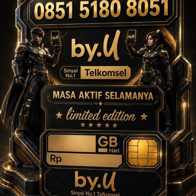 PERDANA TELKOMSEL BYU NOMOR CANTIK NOMOR RAPI LANGKA UNIK 4 VARIAN ANGKA 5151 8080 5180 8051 CERMIN