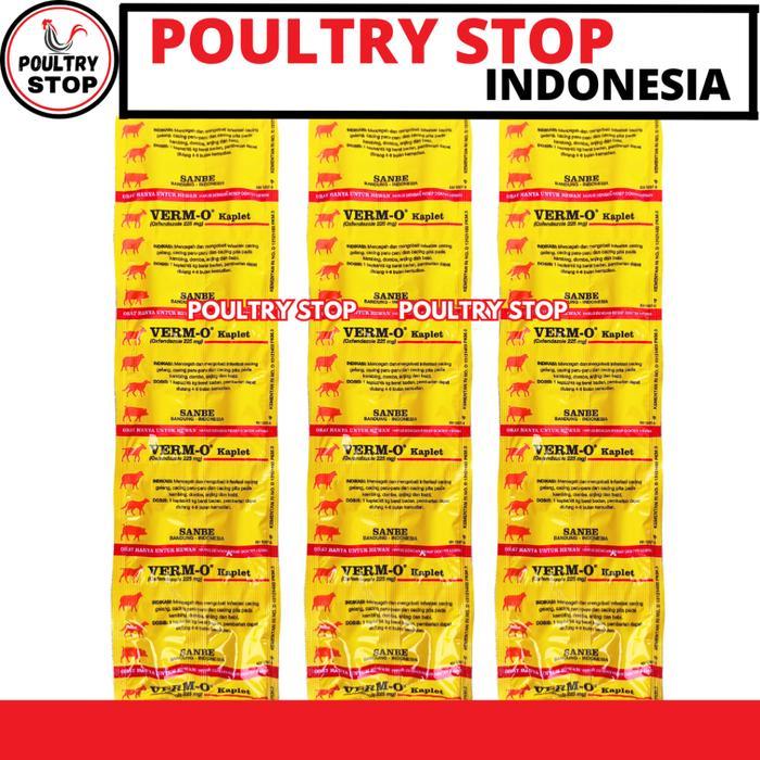 VERM O KAPLET - Obat Cacing Kambing Domba Babi SANBE - VERM O KAPLET 1 STRIP (@10 KAPLET)