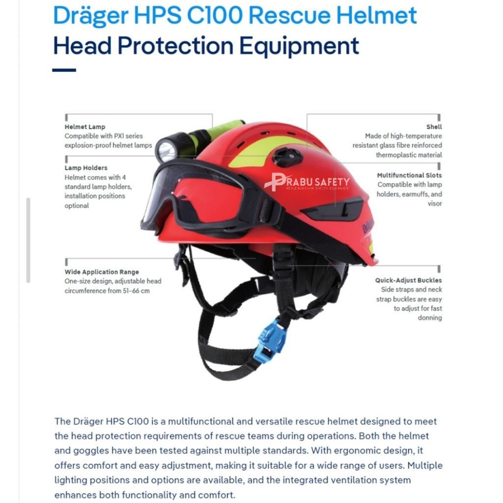 Helm Rescue Damkar Drager HPS C100 Warna Merah Berkualitas 100%, Fire Helmet Rescue Drager