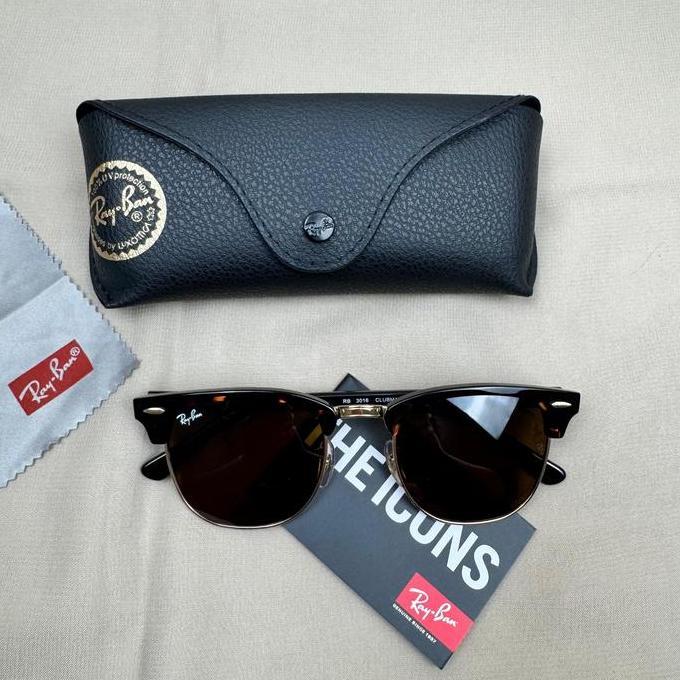 Kacamata Rayban Clubmaster RB3016 Tortoise Lensa Coklat Second Original