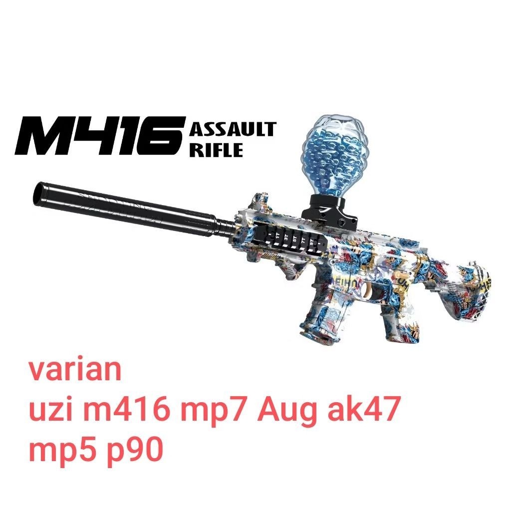 Mainan Tembakan gell Otomatis M416 Uzi Mp7 p90 MP5 AUG AK - Seru, Mudah Digunakan, Desain Menarik