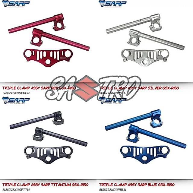 Triple clamp assy SARP stang jepit segitiga atas suzuki GSX R merah biru silver titanium