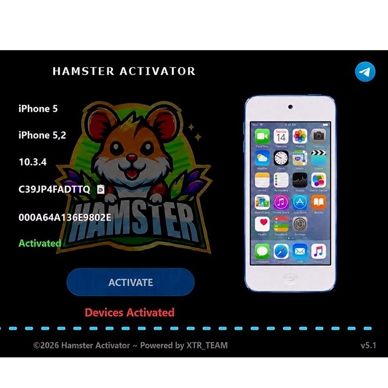 Tools icloud Hamster Activator A5/A6 |  Support lP 4s - 5 One Click