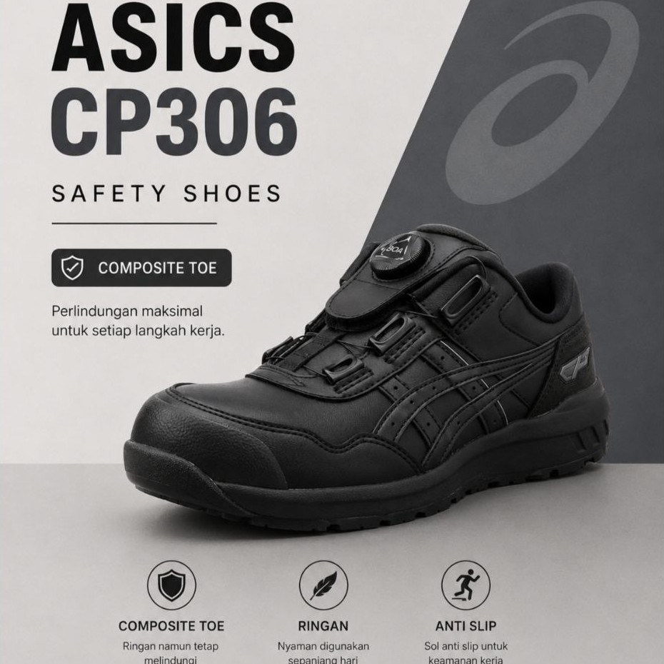 ASICS CP306 Sepatu Safety Original Pria Wanita | BOA | Anti Slip | Composite Toe