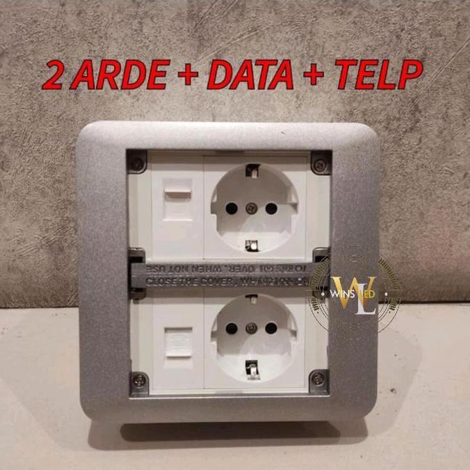 Stop Kontak Lantai Double Duplex Stop Kontak Lantai Bukan Panasonic 6 Modul 2Arde +Data +Telpon  - 2