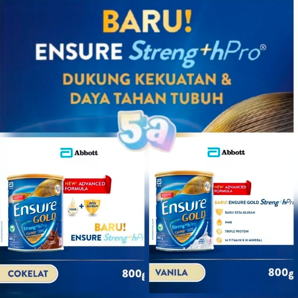 Ensure Gold Vanila Coklat 800gr - Nutrisi Dewasa Susu Ensure