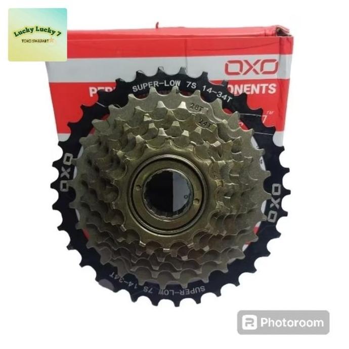 Sproket Sprocket 7 speed Ulir OXO megarange Freewheel 7 speed ulir