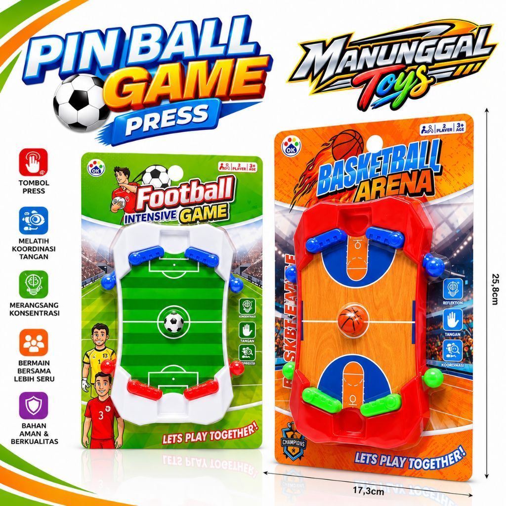 Mainan anak anak mini  Pin Ball game & Basket Ball Arena