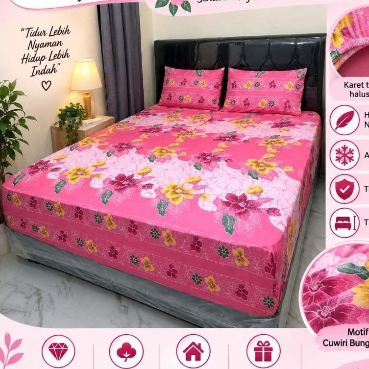 Sprei Fitted Karet Sprei Abstrak Batik Bunga Jadul Murah 4 Pilihan Size No. 1 King Size 180 / No. 2 