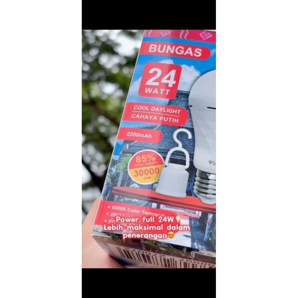 LAMPU EMERGENCY LED 24W 220V LAMPU PIAN BUNGAS BULB A 24 WATT 2863 LUMEN COOL DAYLIGHT CAHAYA PUTIH 