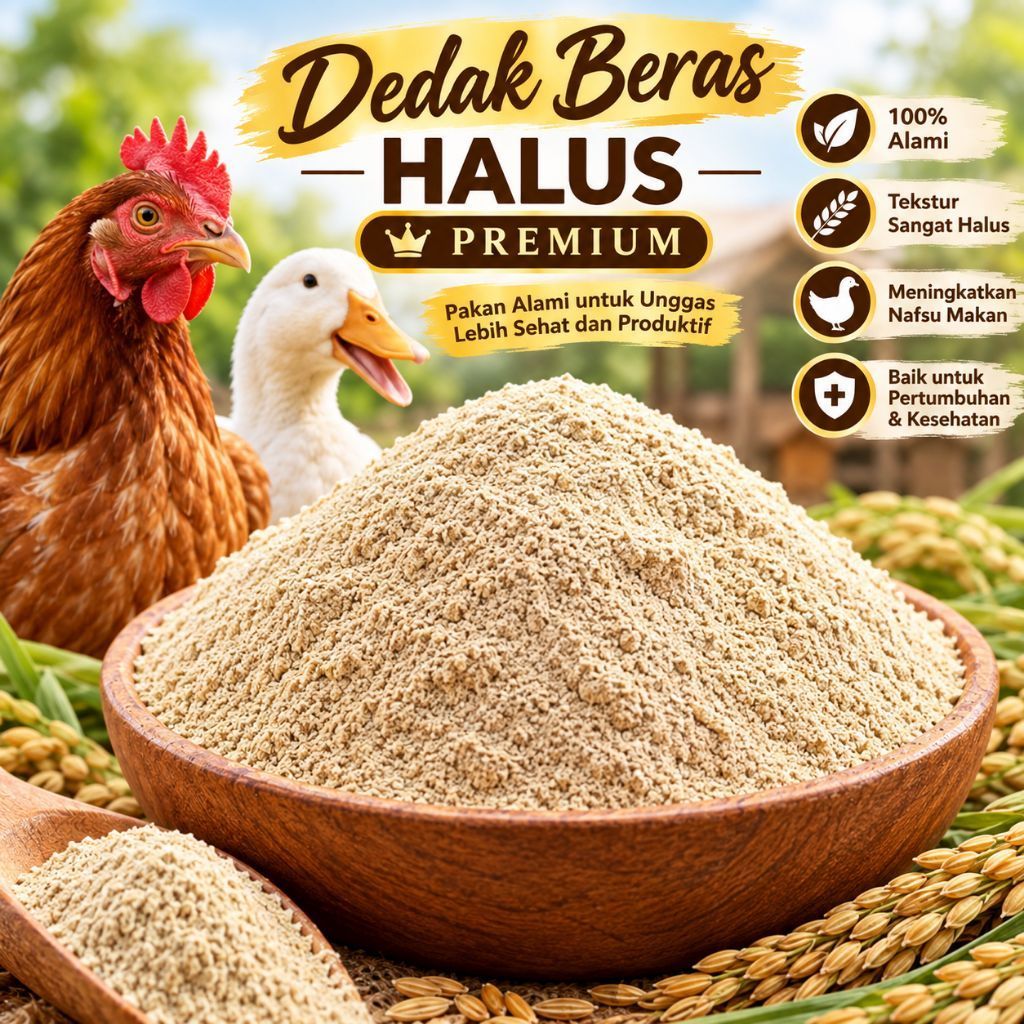 [ PREMIUM ] Dedak Beras Halus serbaguna 1 KG | Bekatul Pakan Unggas Kelinci Ayam Bebek Babi Super Se