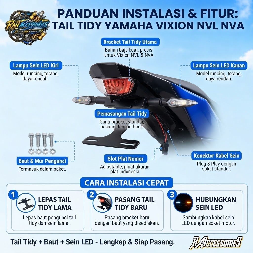 Tailtidy Tail Tidy Dudukan Plat No Vixion R New NVL NVA