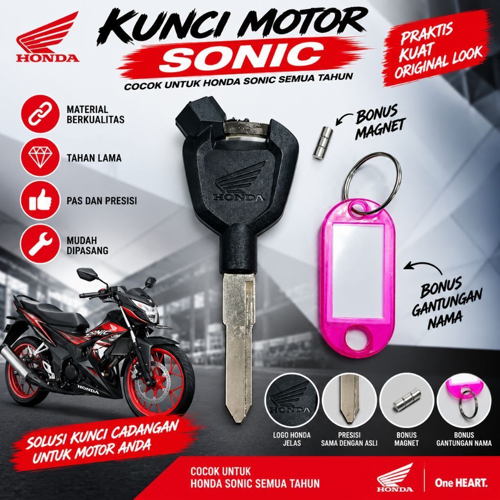 Kunci Kosong Honda Sonic Kunci Motor Blank Key Sonic Bonus Magnet 3 Pcs Gantungan Kunci