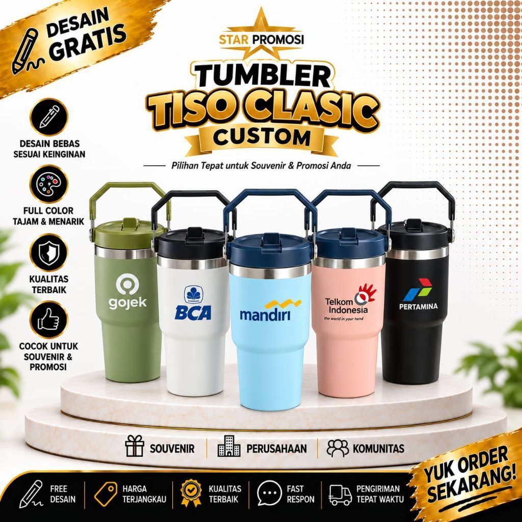 custom tumbler stainles 900 ml/tumbler clasic custom print dan laser grafir/tumbler tysoo jumbo 900 
