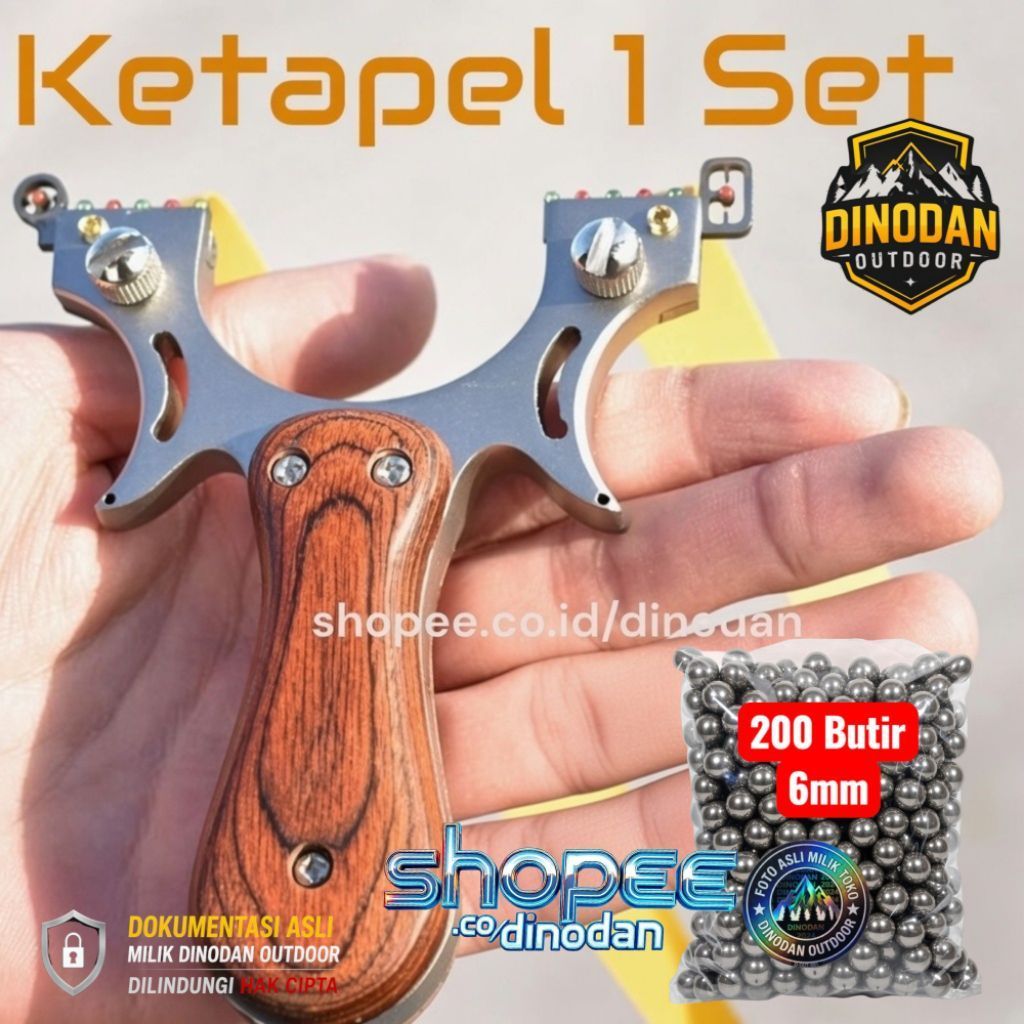 Ketapel Burung Gagang kayu stainless kokoh plus 400 Butir Bola bola Tanah keras