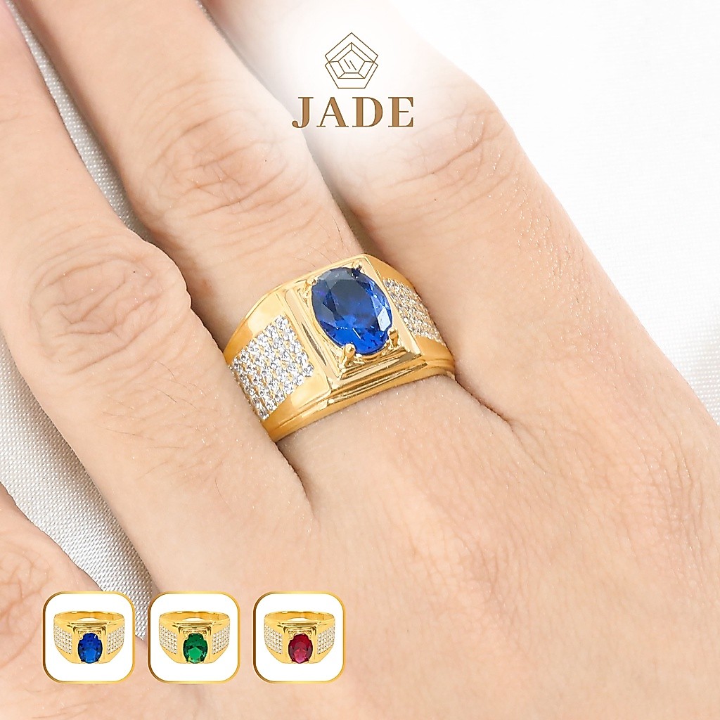 JADE - Cincin Pria Emas Asli Eropa Model 1 kadar 375 - Jewelry 35 - 8K - Yellow Gold