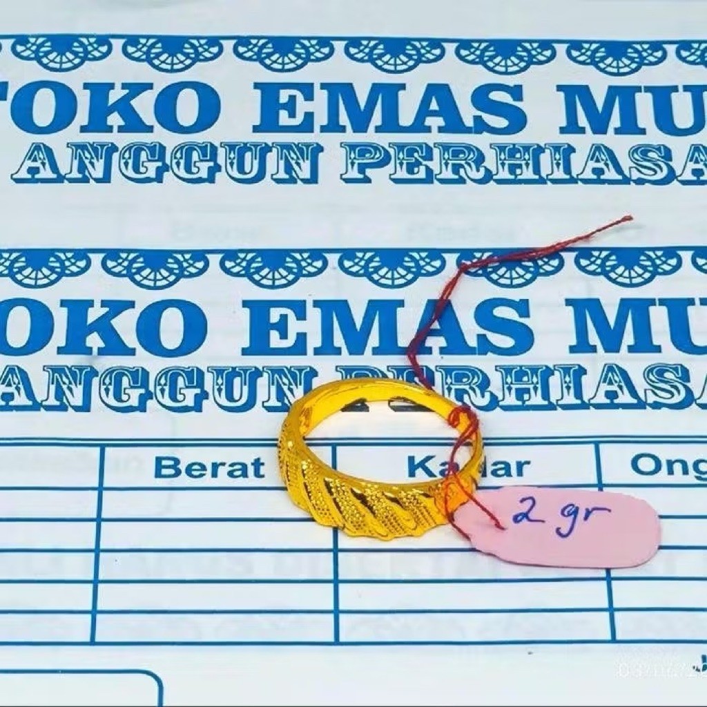 Cincin Emas Muda Asli Kadar 875 Berat 2gram Ada Surat - 9