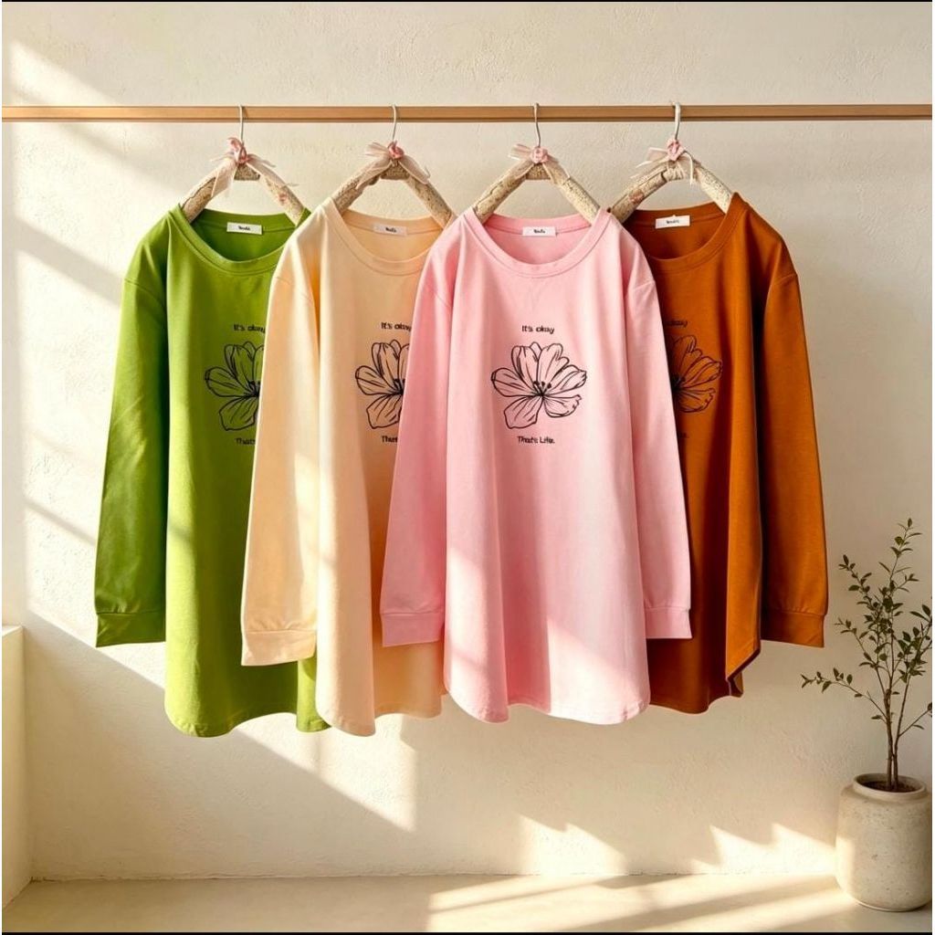 Tunik Kaos Wanita Motif Bunga