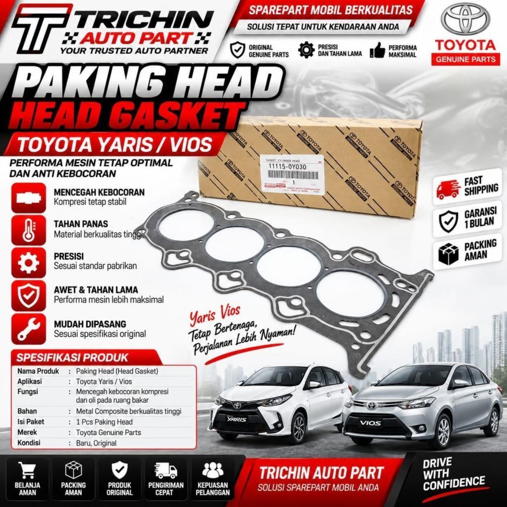 Paking Silinder Head Paking Head Toyota Yaris Vios 11115-0Y030
