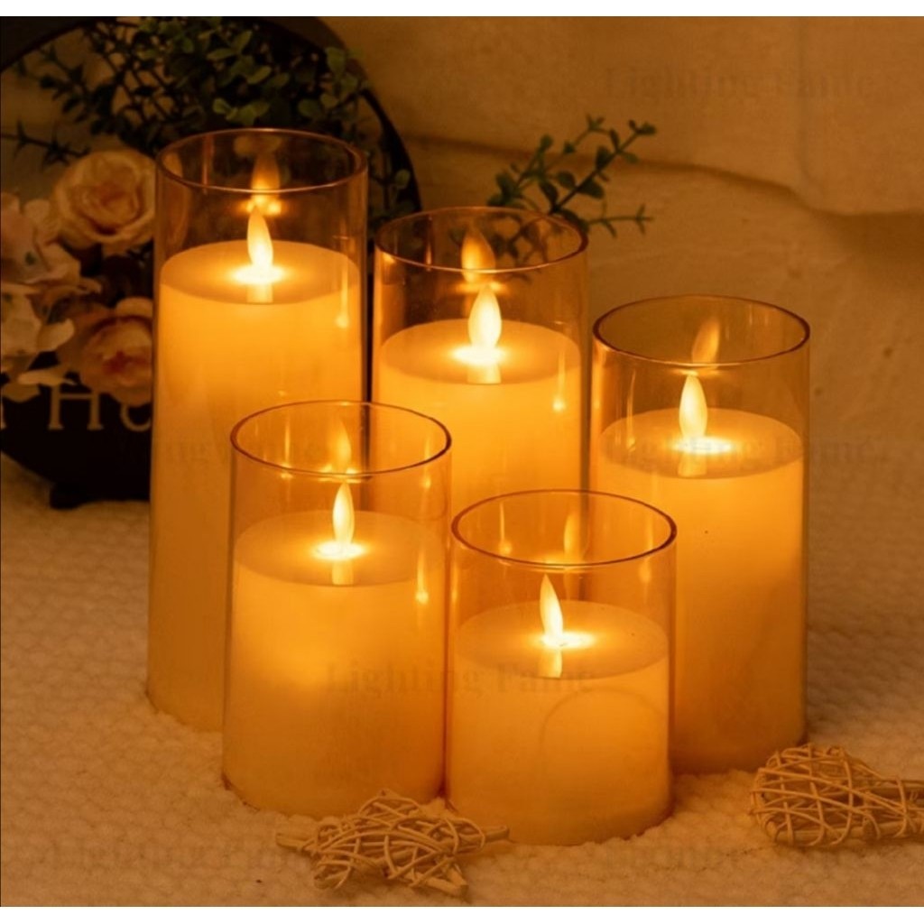 Lilin elektrik gelas akrilik/lilin dekorasi/lilin Sumbu goyang gelas akrilik