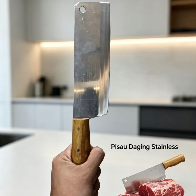 Pisau Daging Stainless Steel [Tebal] dengan Bilah Tebal