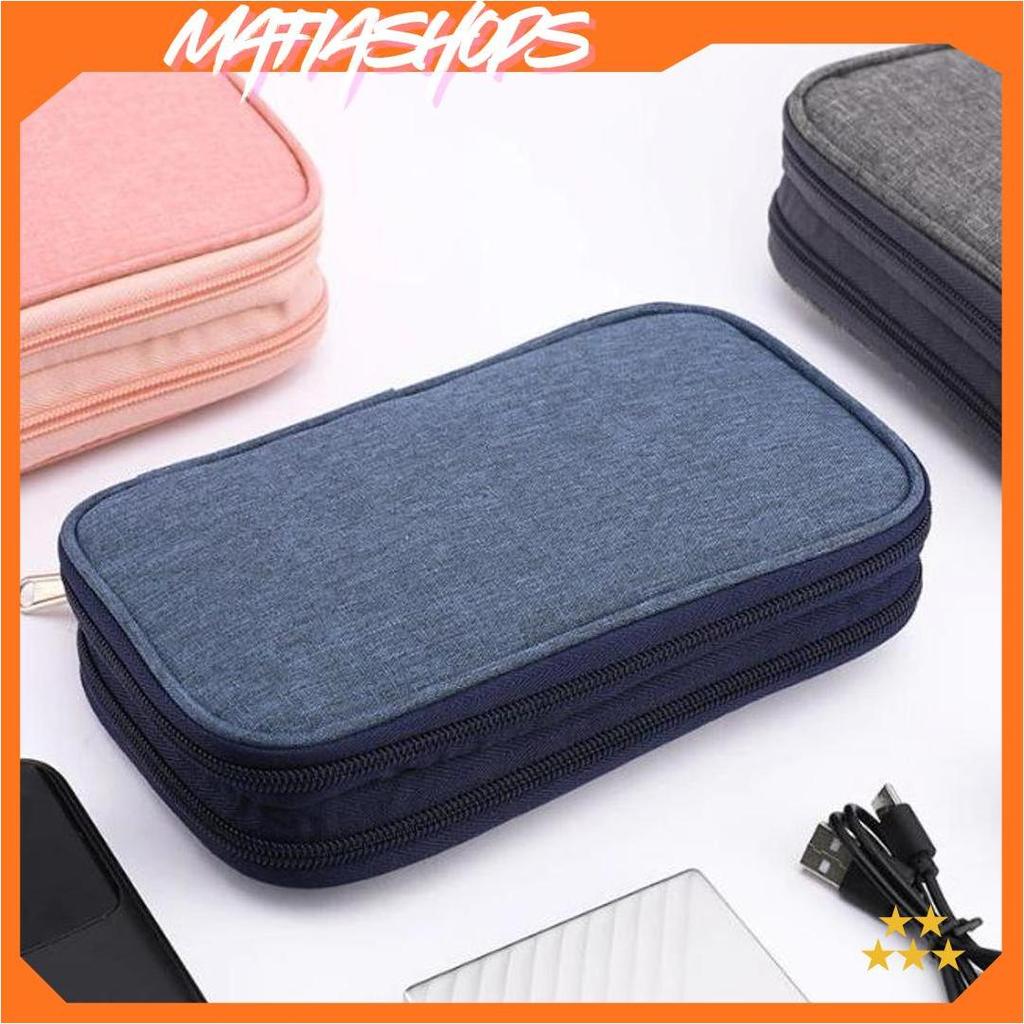 Pouch Dompet Travel Double Layers Mini Storage Organizer Cable Cord Terlaris