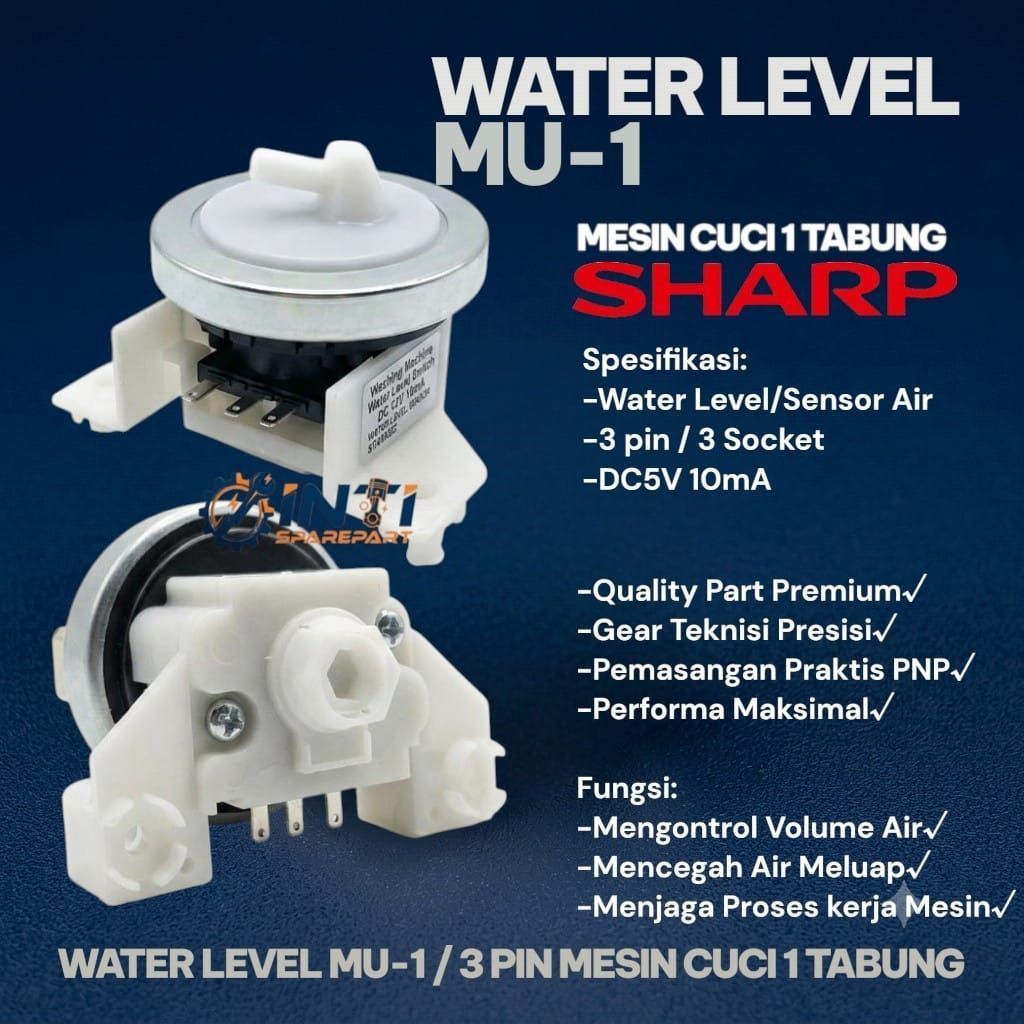 Sensor Air Water Level Mesin Cuci 1 Tabung Sharp MU-1 3 Pin DC5V 10mA