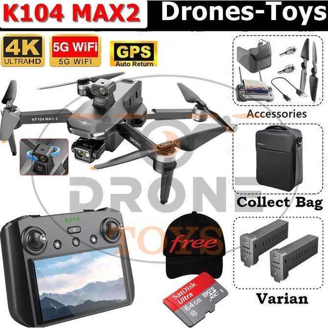 KF104 Max 2 6KM Drone GPS 3-Axis Gimbal 4K Camera With Screen Display Remote VS Drone KF100 MAX