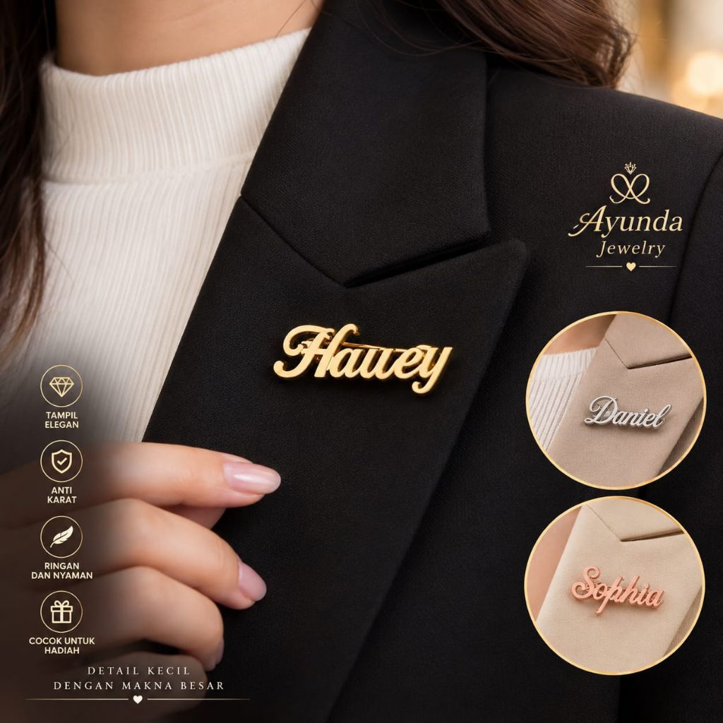 Bros Nama Custom Bros titanium Bros Hijab Brooch logo