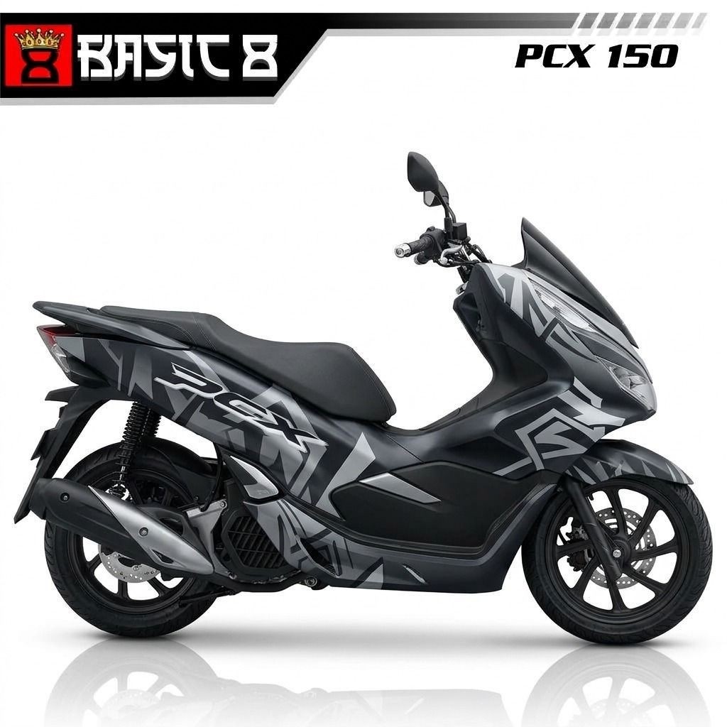 Sticker Decal Honda PCX Silver Black Abstrak Full Body
