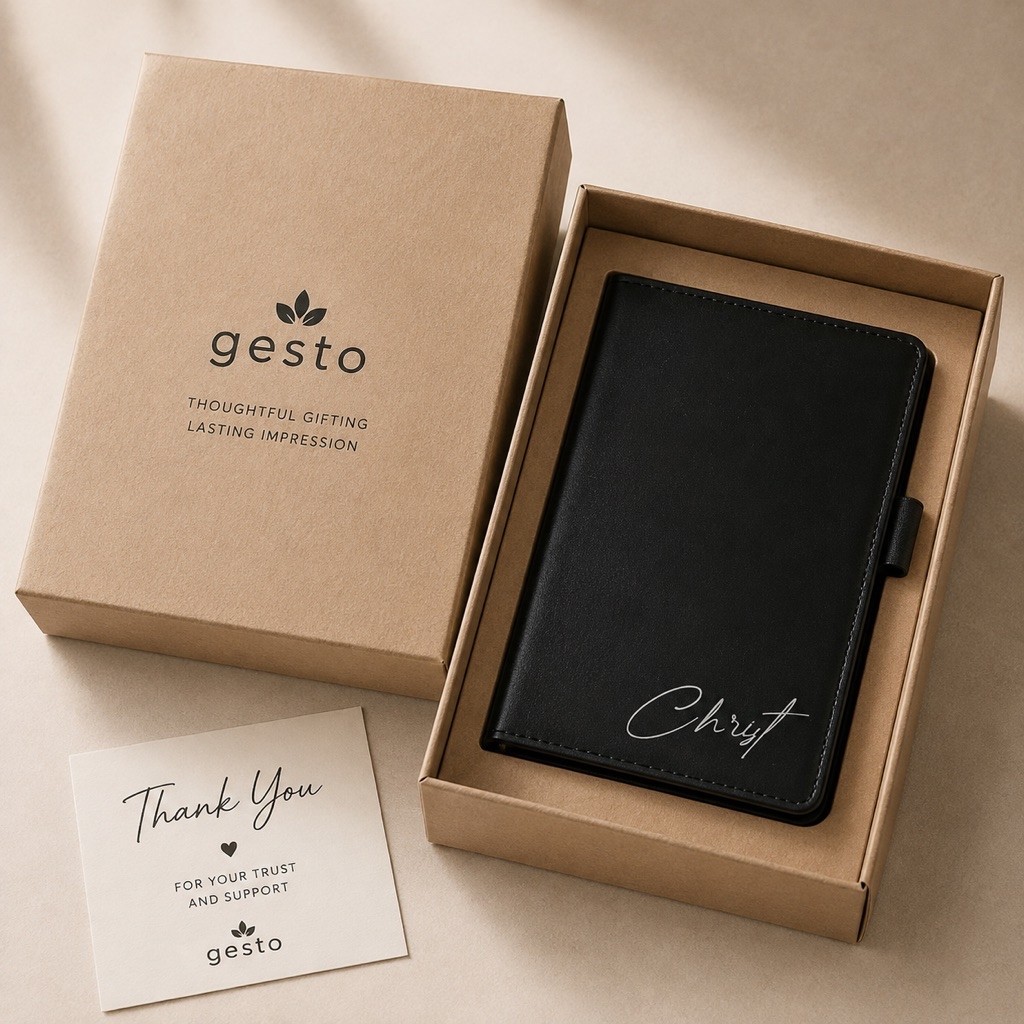 GESTO Premium Notebook Gift Set | Buku Catatan Custom Box & Logo