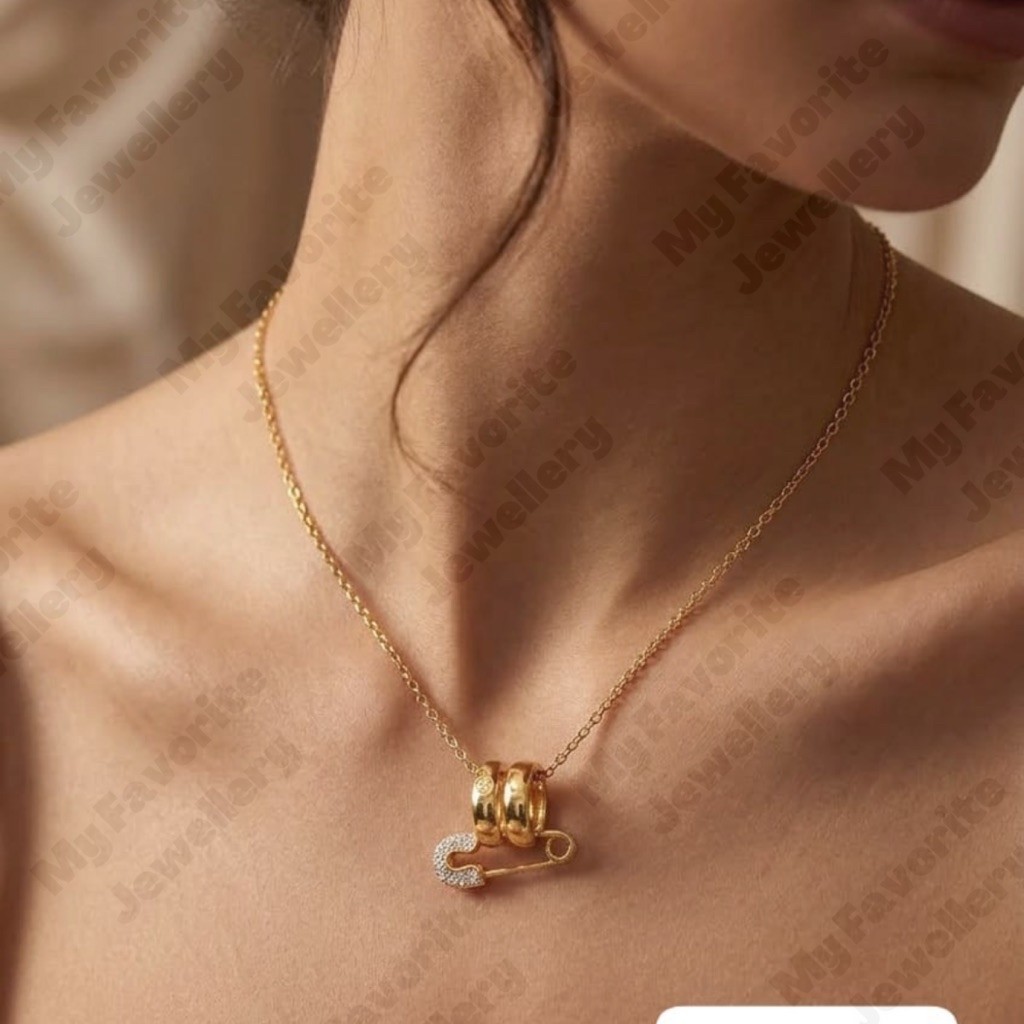 Kalung Fancy Ala Peniti Emas Asli Kadar 700 16Karat