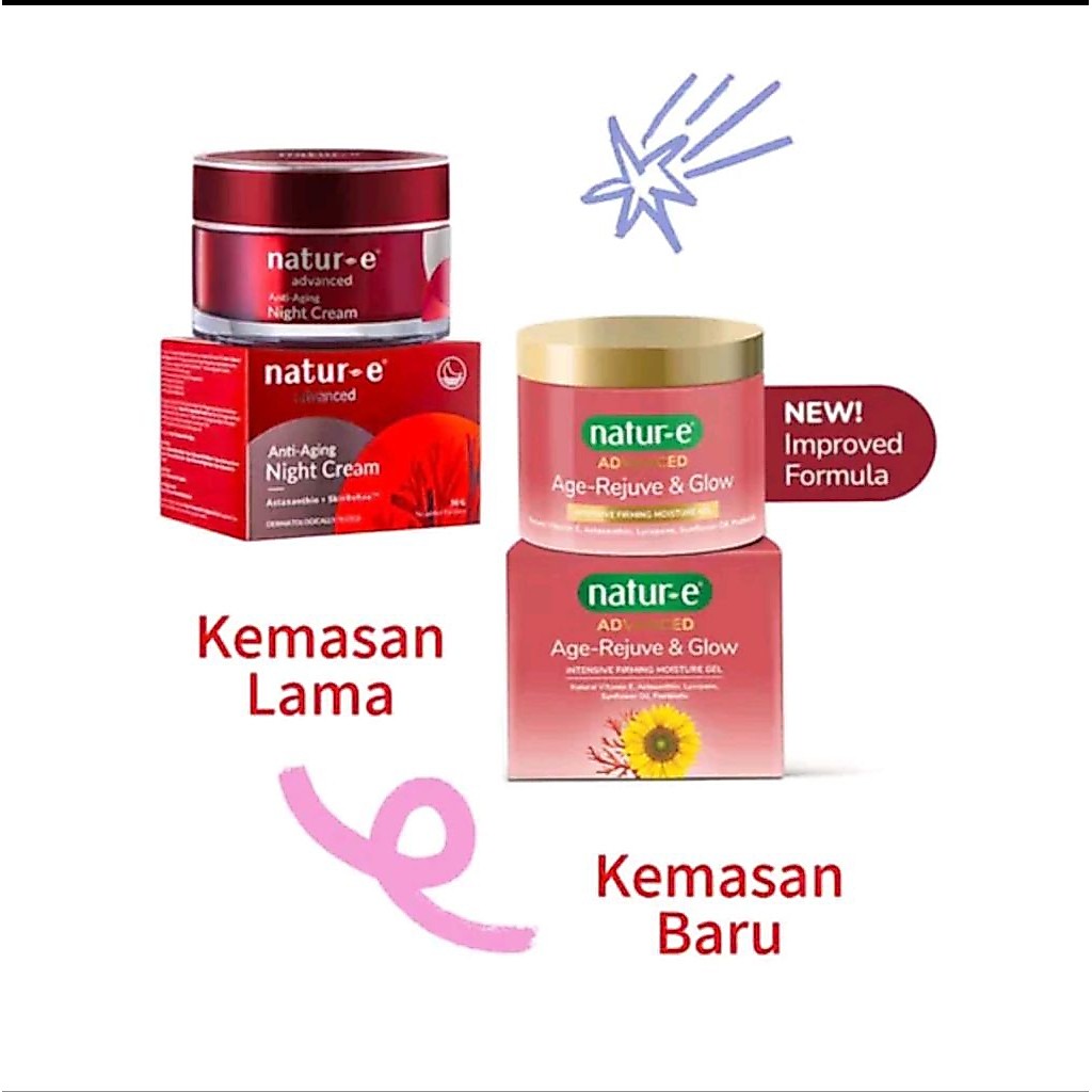 NATUR-E ADVANCED ANTI-AGING NIGHT CREAM 30GR NATUR E KRIM ANTI AGING KEMASAN BARU ADVANCED AGE REJUV