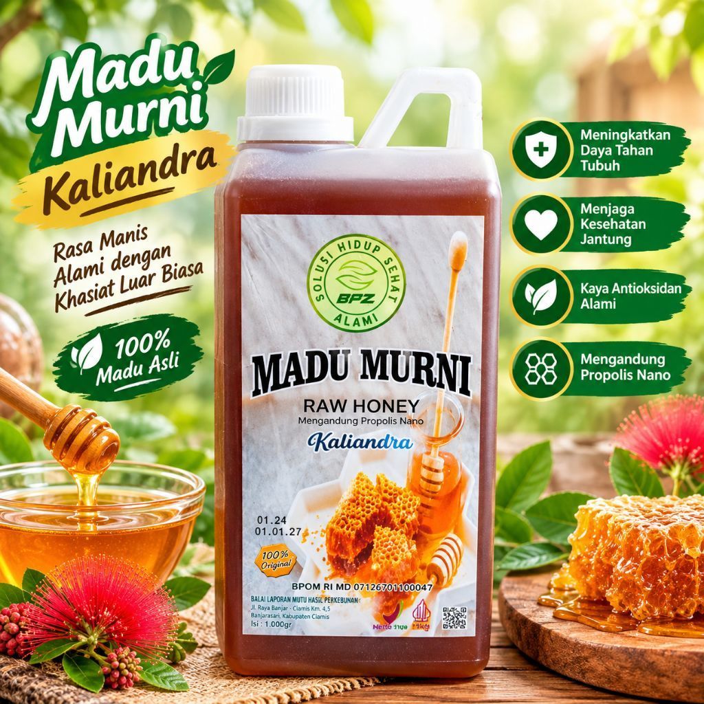 Madu Murni Kaliandra Madu Mentah Mengandung Propolis Nano 1000gr BPOM