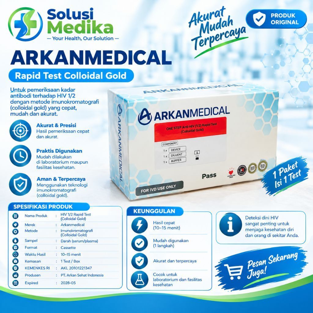 Rapit test HIV Cassette Arkan 1/2 Step - 25 Test