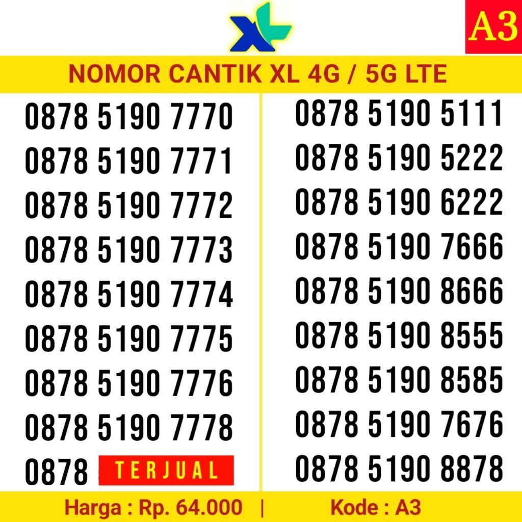 Nomor Cantik XL MURAH 0877 0878 0819 0818 0817 8888 9999