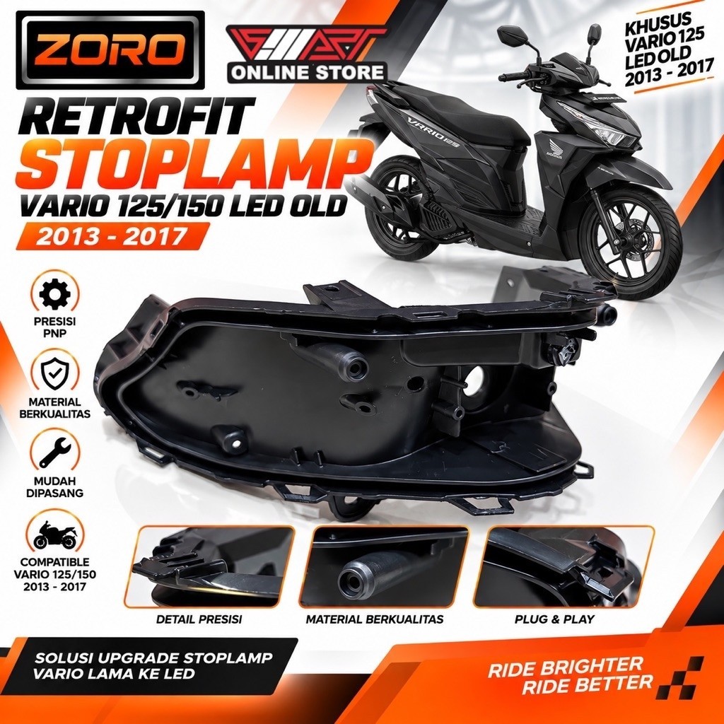 RETROFIT ZORO StopLamp Vario 125 / 150 led Old 2013-2017 - housing lampu stop vario 125 /150 led old